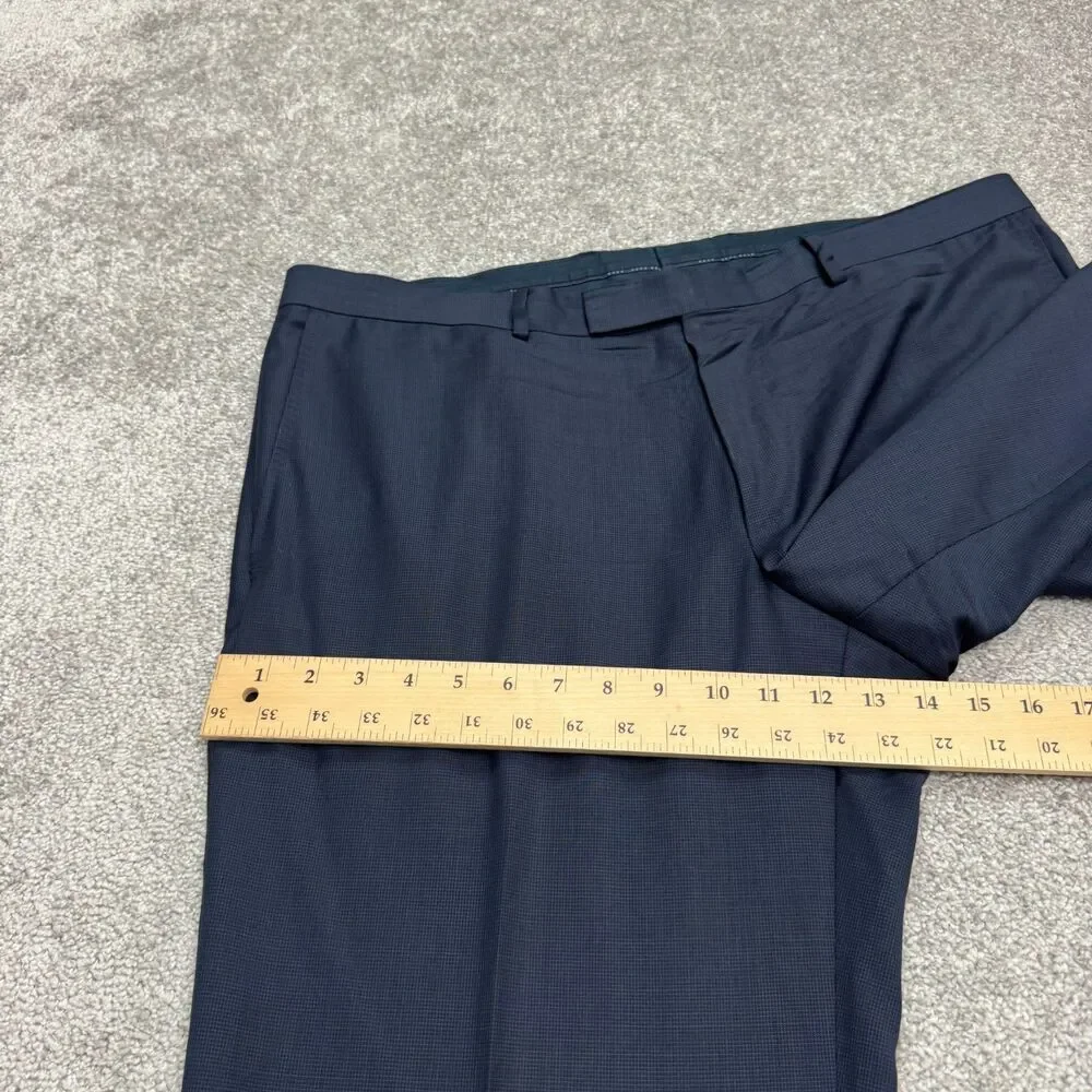 Boss Hugo Boss Virgin Wool Dress Pants Mens 39x29 Navy Blue Straight Leg Career